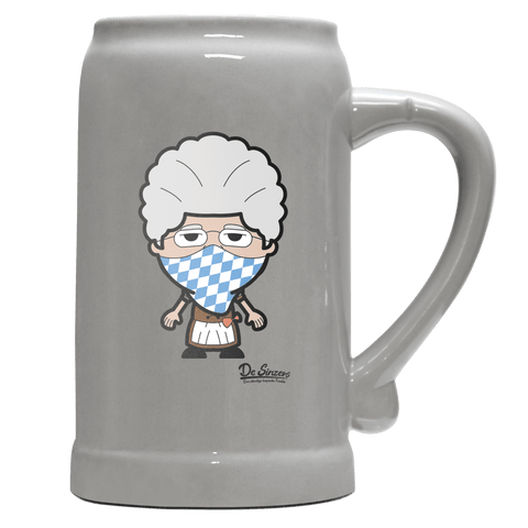Die Oid Sinzerin Bayrisches Mundtuch Bierkrug 1000ml Grau Zugspitze Front