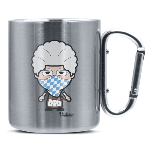 Die Oid Sinzerin Bayrisches Mundtuch Edelstahl Kaffeetasse silberer Karabiner 320ml Grosser Traithen Front