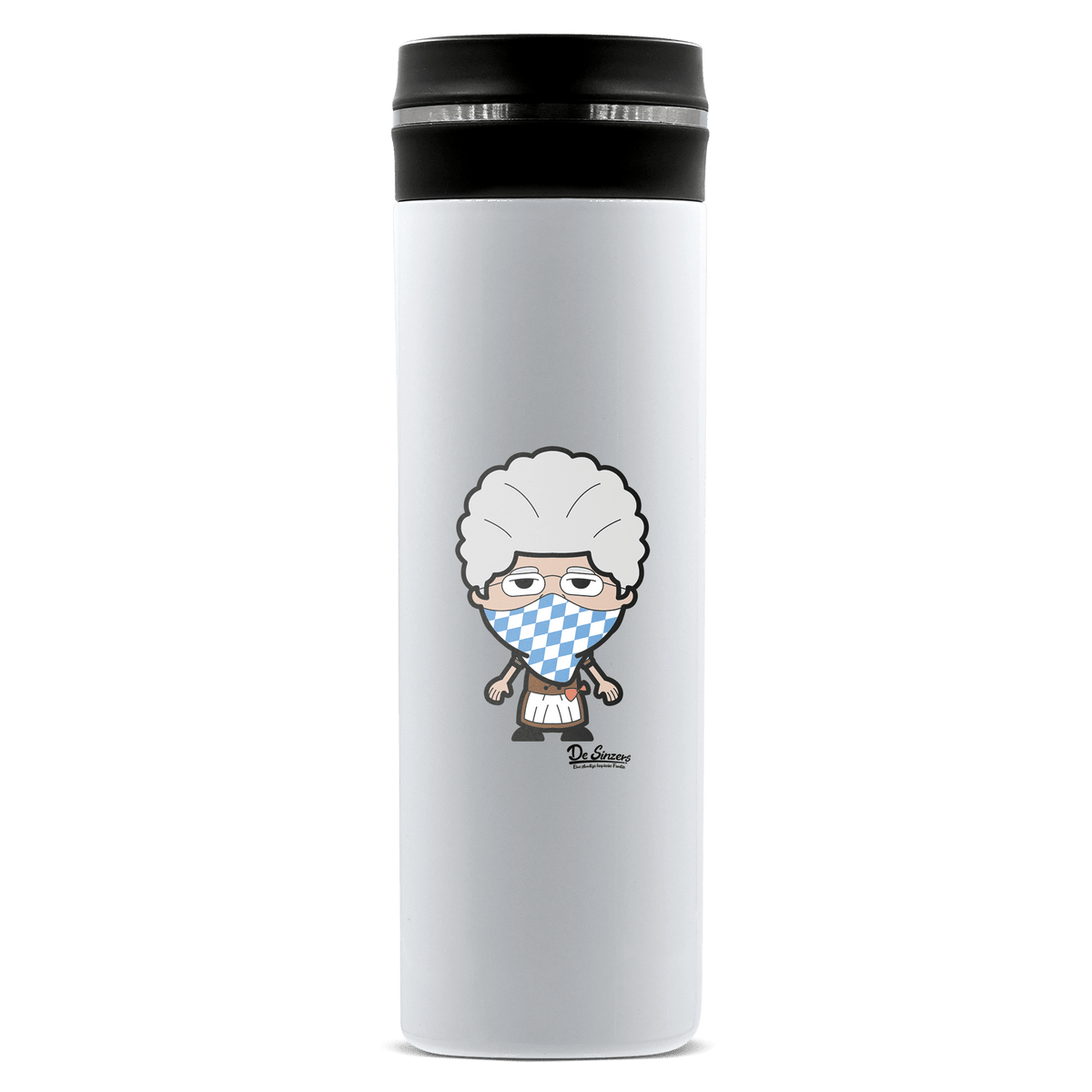 Die Oid Sinzerin Bayrisches Mundtuch Edelstahl Thermoflasche 450ml Weiss Geigelstein Front