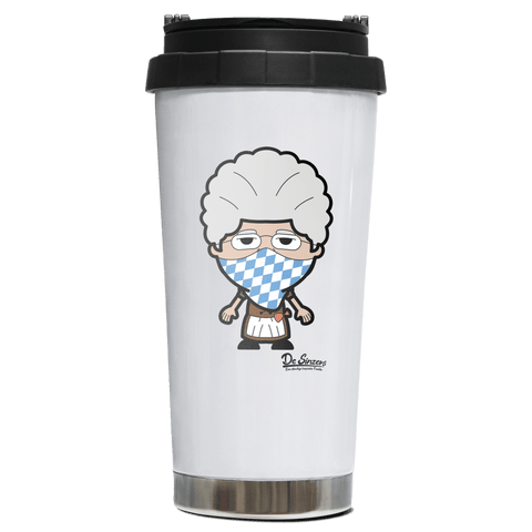 Die Oid Sinzerin Bayrisches Mundtuch Edelstahl Trinkbecher To Go 470ml Weiss Wildbarren Front