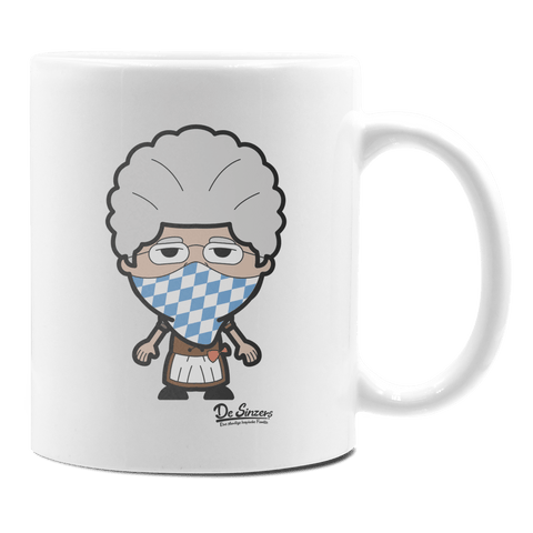 Die Oid Sinzerin Bayrisches Mundtuch Keramik Kaffeetasse 330ml Weiss Rampoldplatte Front