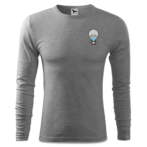 Die Oid Sinzerin Bayrisches Mundtuch Longsleeve Fitted Herren Grau Meliert Haidholzen Front