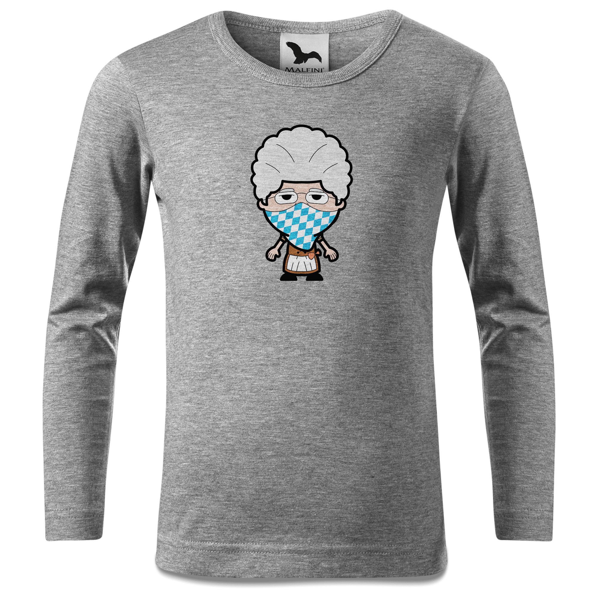 Die Oid Sinzerin Bayrisches Mundtuch Longsleeve Kinder Grau Meliert Waldering Front