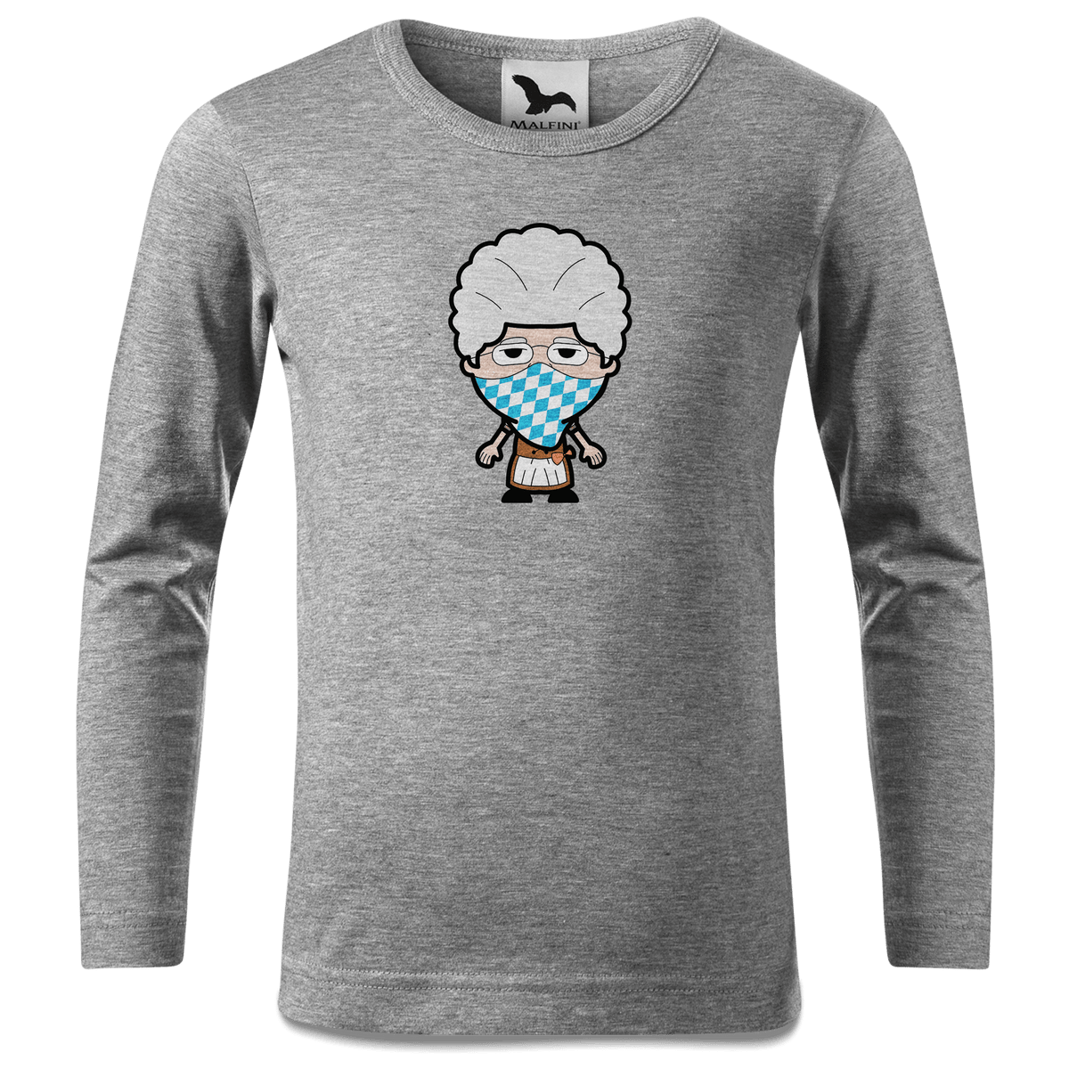 Die Oid Sinzerin Bayrisches Mundtuch Longsleeve Kinder Grau Meliert Waldering Front