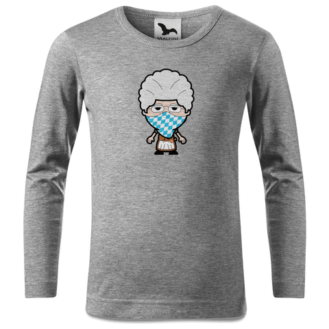 Die Oid Sinzerin Bayrisches Mundtuch Longsleeve Kinder Grau Meliert Waldering Front