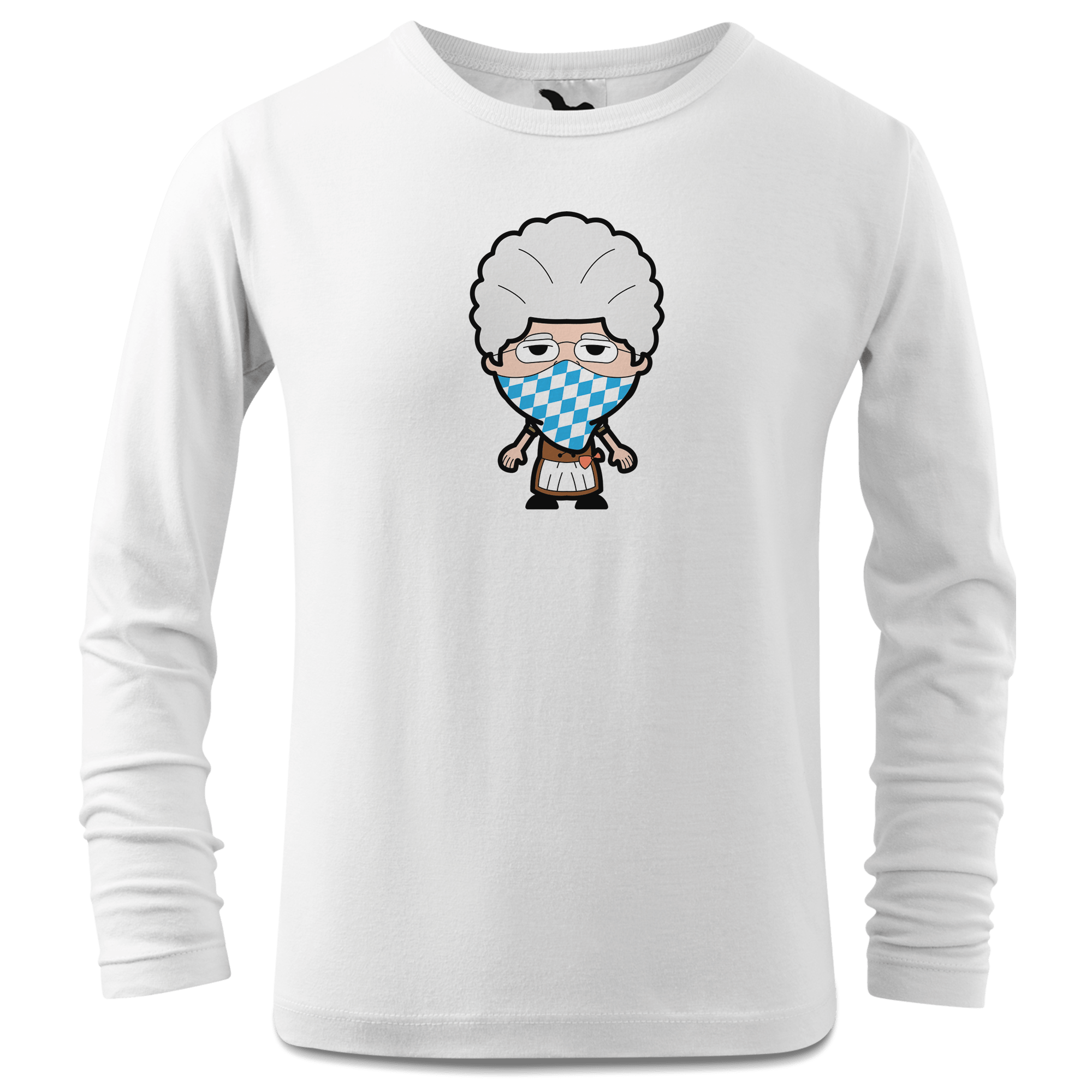 Die Oid Sinzerin Bayrisches Mundtuch Longsleeve Kinder Weiss Westerndorf Front