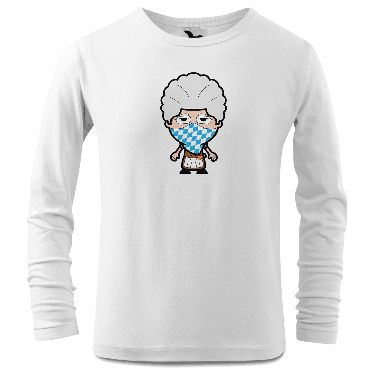 Die Oid Sinzerin Bayrisches Mundtuch Longsleeve Kinder Weiss Westerndorf Front