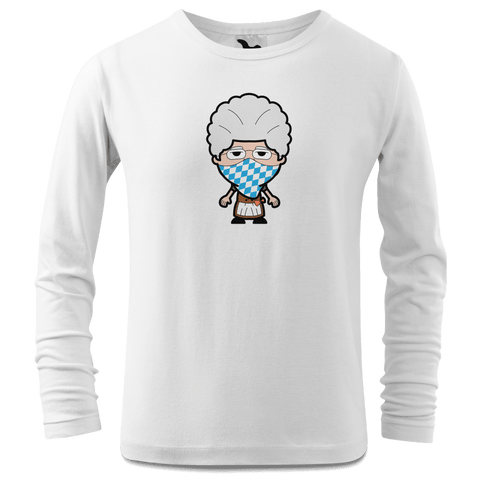Die Oid Sinzerin Bayrisches Mundtuch Longsleeve Kinder Weiss Westerndorf Front