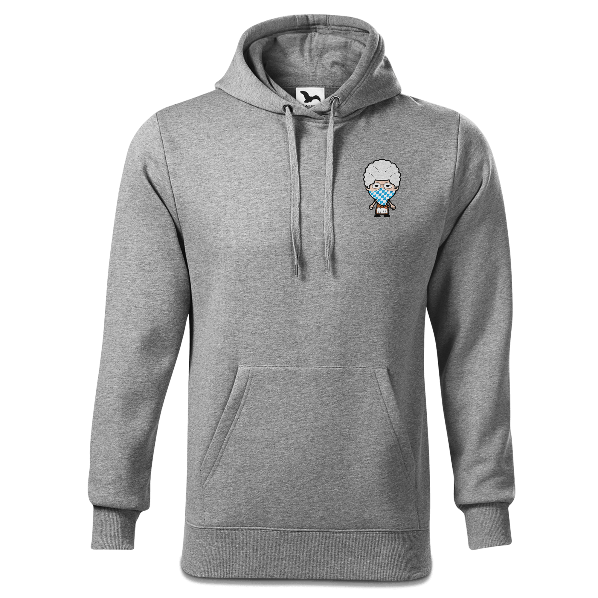 Die Oid Sinzerin Bayrisches Mundtuch Sweatshirt Hoody Herren Grau Meliert Puster Front