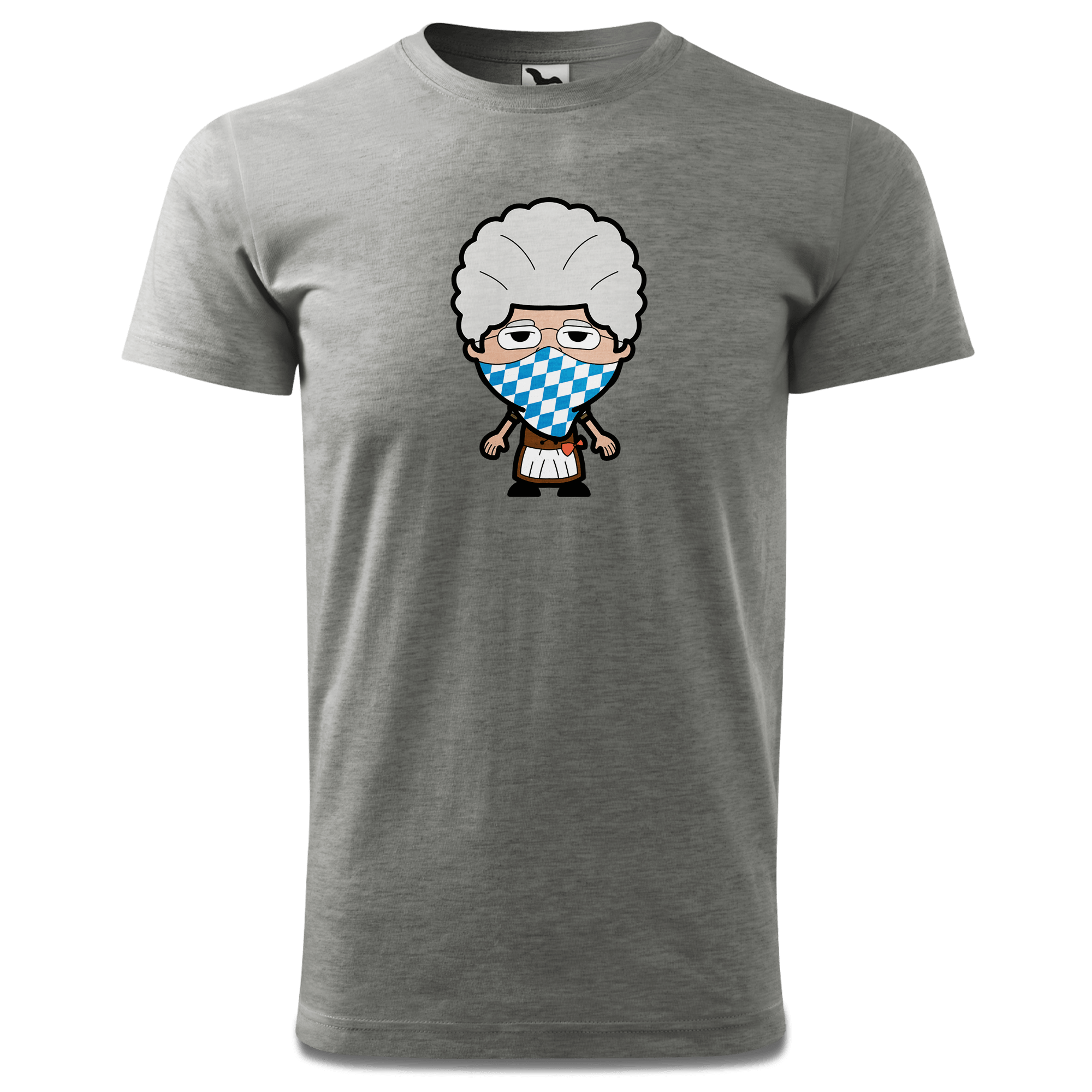 Die Oid Sinzerin Bayrisches Mundtuch T Shirt Herren Grau Meliert Hofau Front