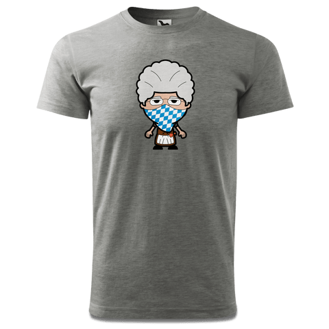 Die Oid Sinzerin Bayrisches Mundtuch T Shirt Herren Grau Meliert Hofau Front