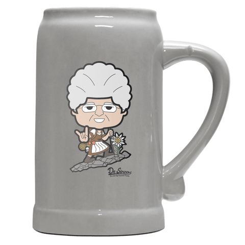 Die Oid Sinzerin Bergsteiger Bierkrug 1000ml Grau Zugspitze Front