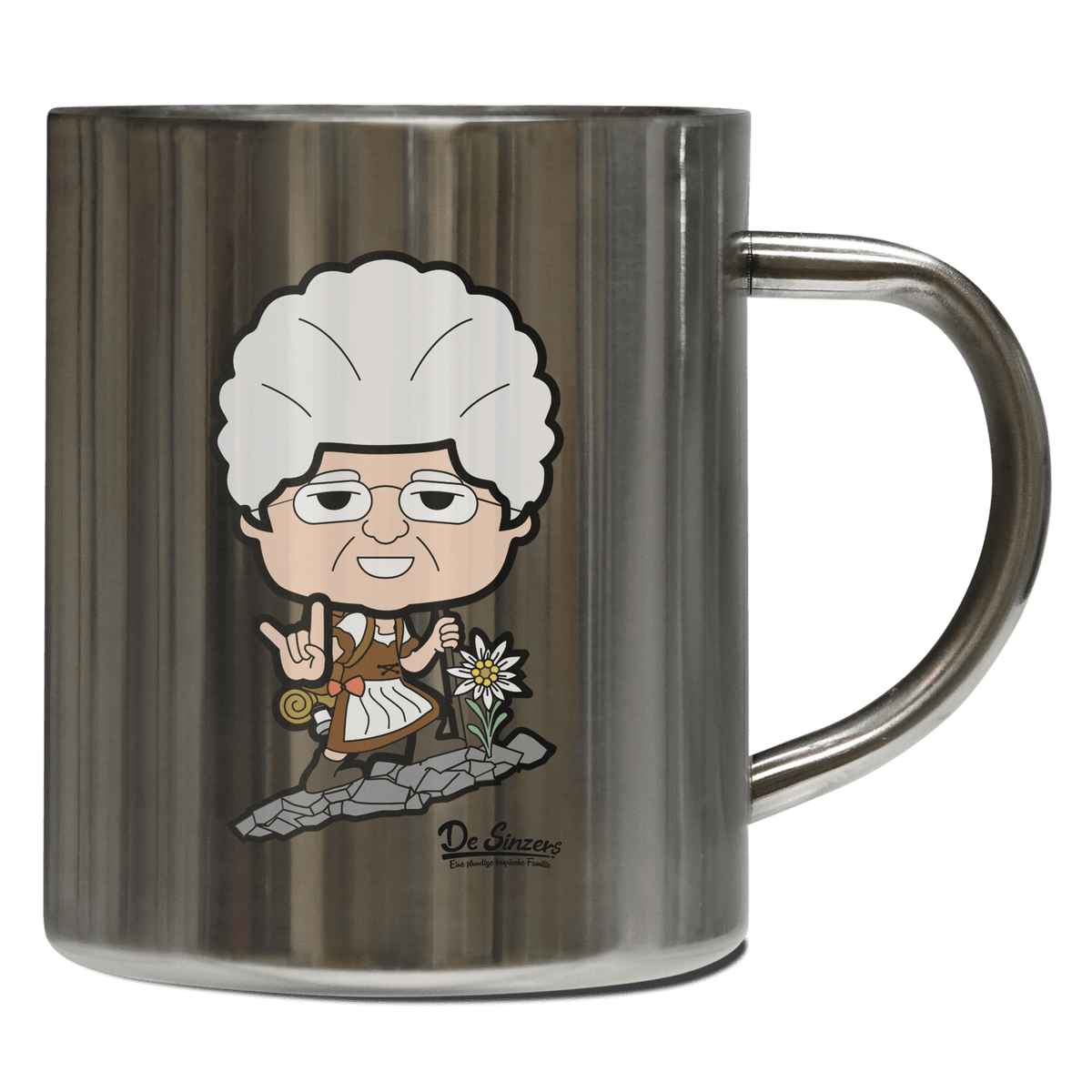 Die Oid Sinzerin Bergsteiger Edelstahl Kaffeetasse 400ml Grosser Arber Front