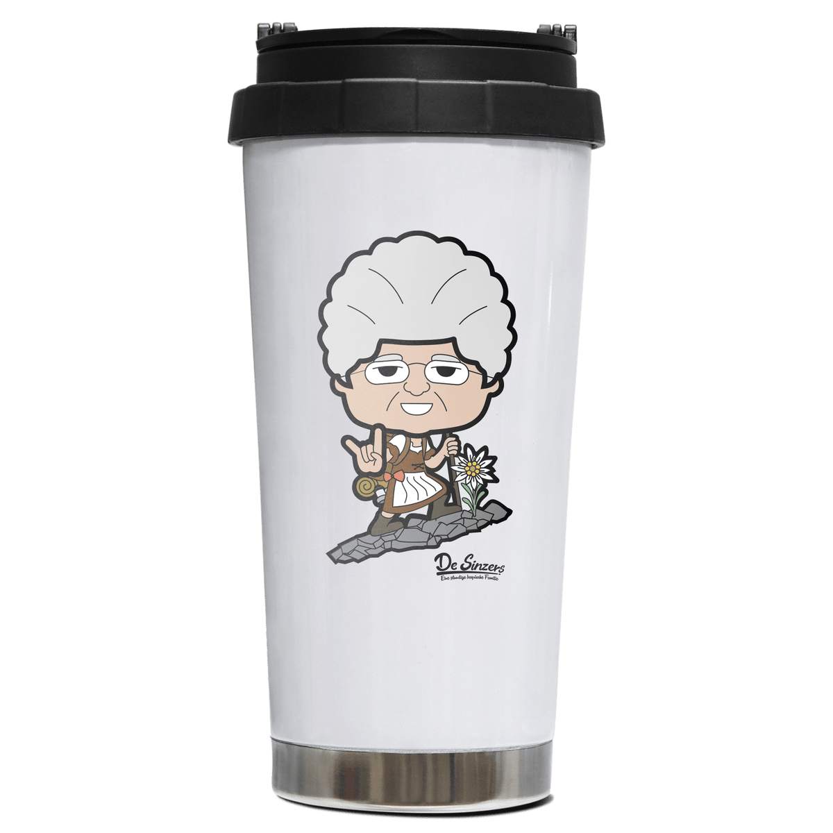Die Oid Sinzerin Bergsteiger Edelstahl Trinkbecher To Go 470ml Weiss Wildbarren Front