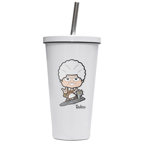 Die Oid Sinzerin Bergsteiger Edelstahl Trinkbecher mit Strohhalm 480ml Weiss Krottenkopf Front