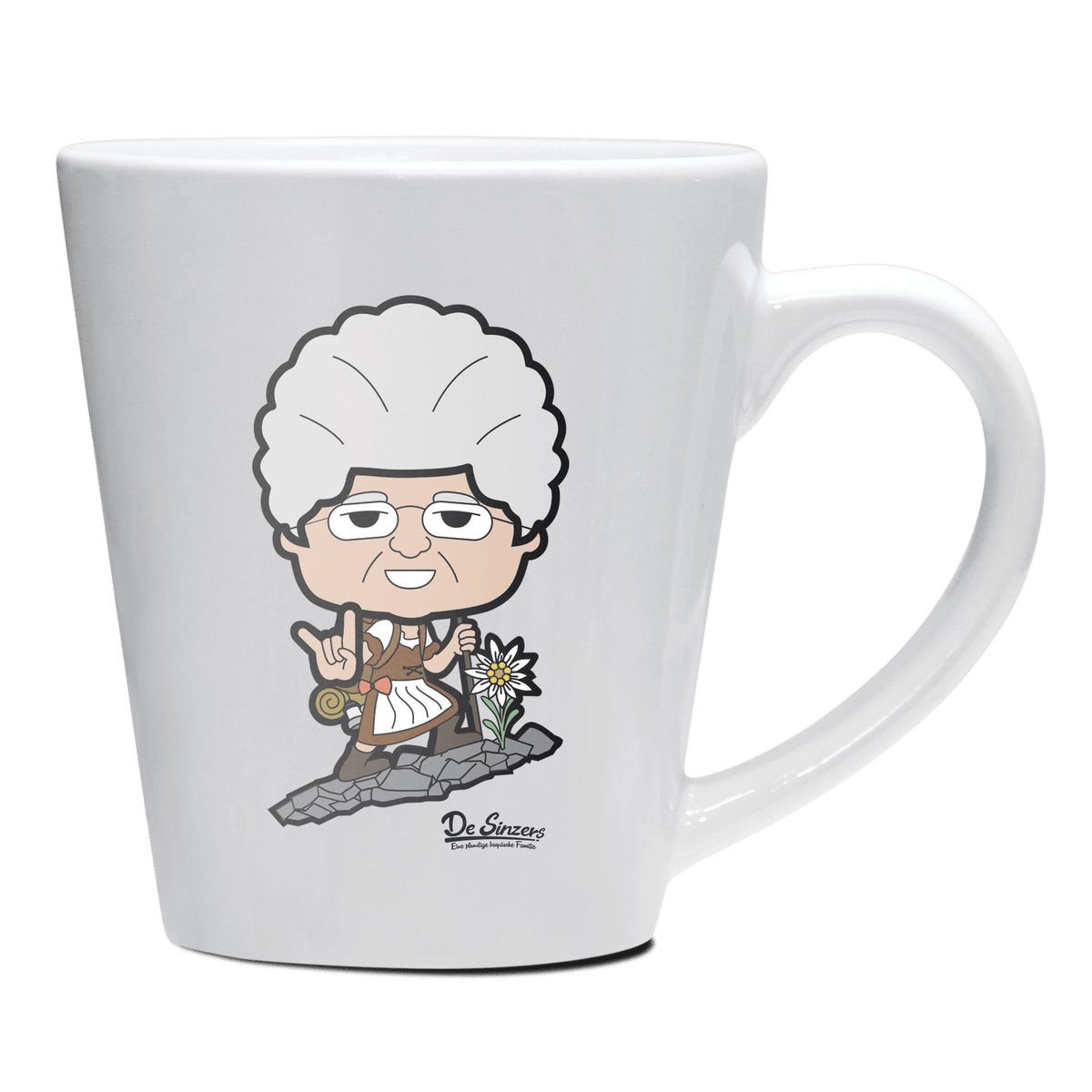 Die Oid Sinzerin Bergsteiger Keramik Kaffeetasse 200ml Weiss Herzogstand Front