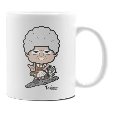 Die Oid Sinzerin Bergsteiger Keramik Kaffeetasse 330ml Weiss Rampoldplatte Front