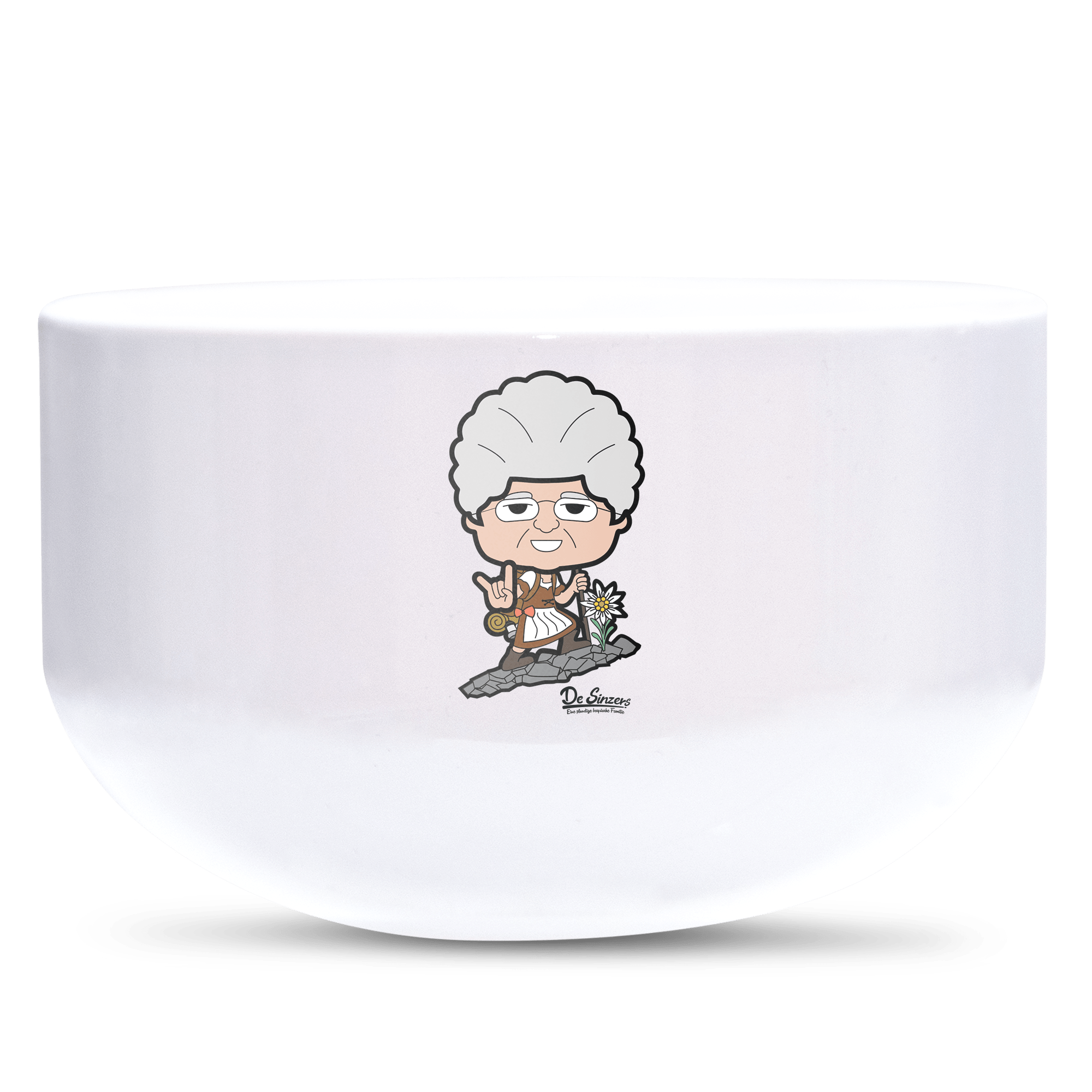 Die Oid Sinzerin Bergsteiger Keramik Mueslischale Weiss 600ml Staffelberg Front