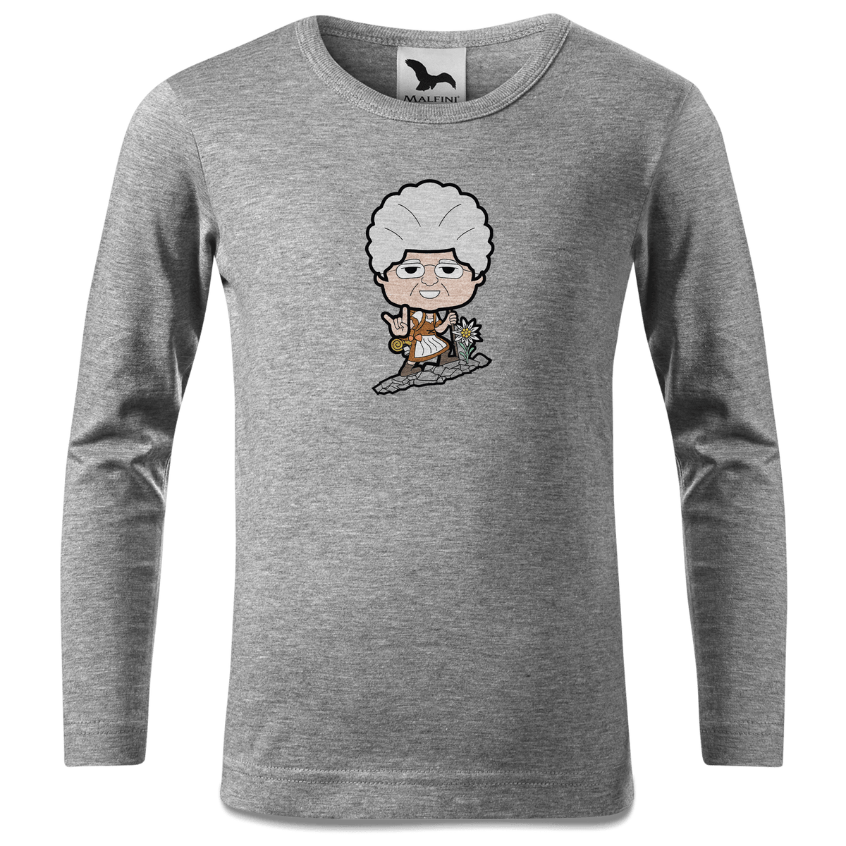 Die Oid Sinzerin Bergsteiger Longsleeve Kinder Grau Meliert Waldering Front