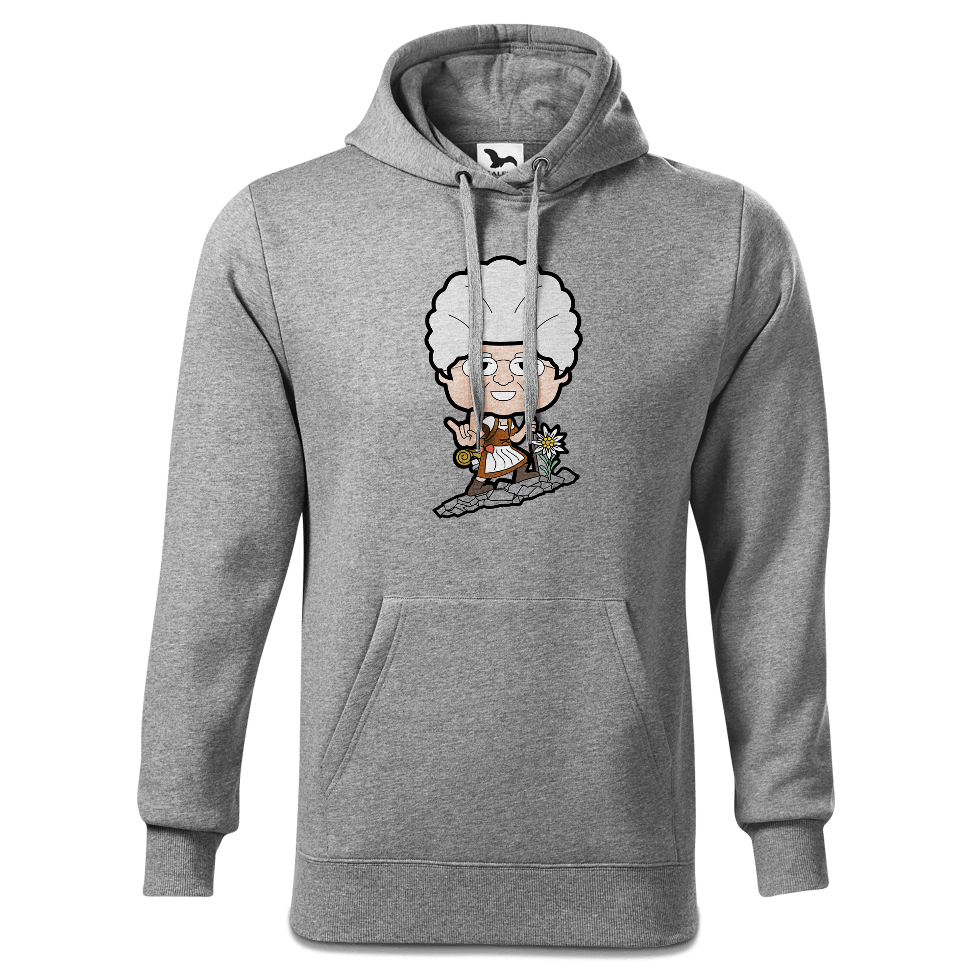 Die Oid Sinzerin Bergsteiger Sweatshirt Hoody Herren Grau Meliert Pulvermuehle Front