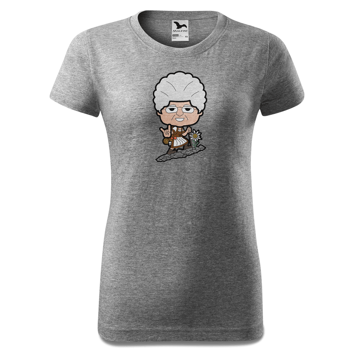 Die Oid Sinzerin Bergsteiger T Shirt Damen Grau Meliert Schlossberg Front