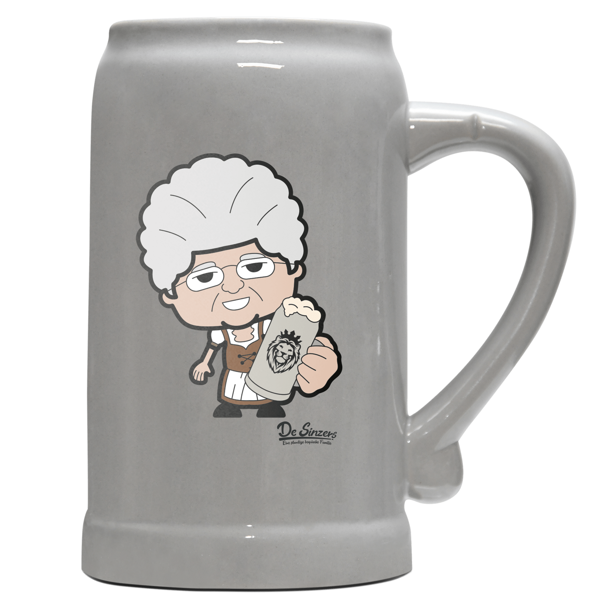 Die Oid Sinzerin Bier Bierkrug 1000ml Grau Zugspitze Front