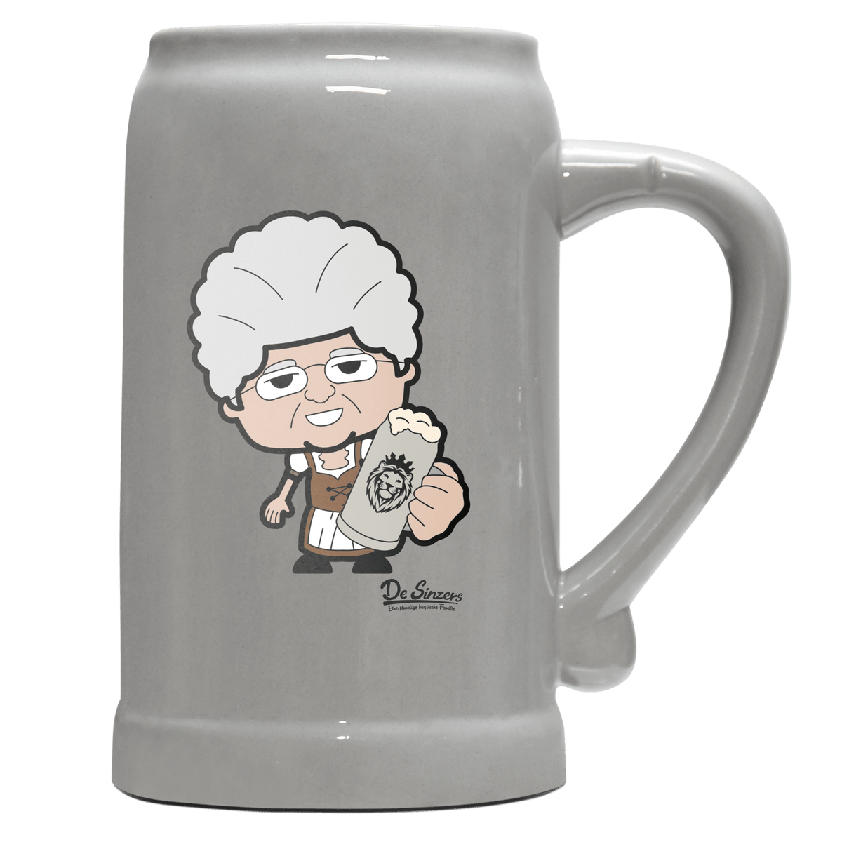 Die Oid Sinzerin Bier Bierkrug 1000ml Grau Zugspitze Front