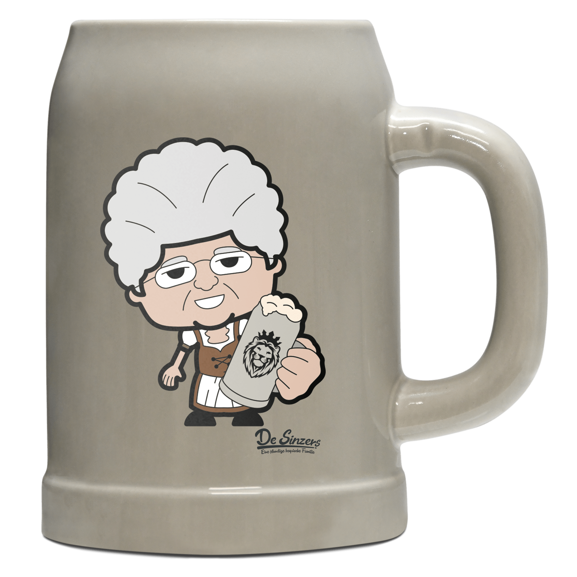 Die Oid Sinzerin Bier Bierkrug 500ml Grau Watzmann Front