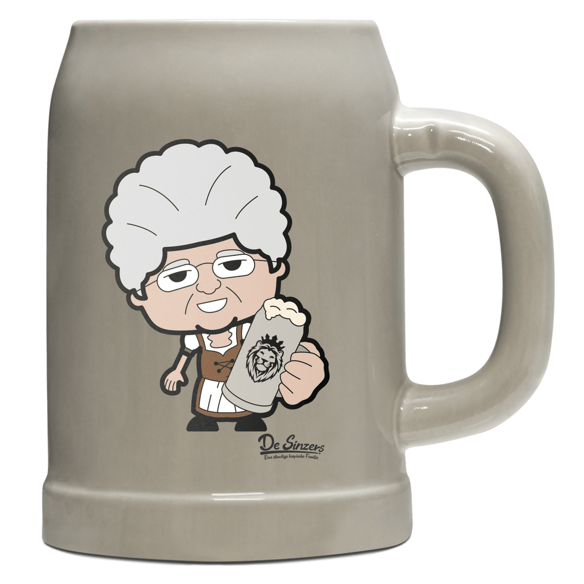 Die Oid Sinzerin Bier Bierkrug 500ml Grau Watzmann Front