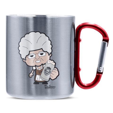 Die Oid Sinzerin Bier Edelstahl Kaffeetasse roter Karabiner 320ml Kitzstein Front
