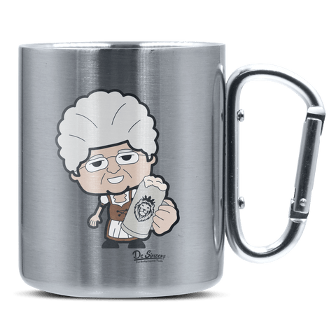 Die Oid Sinzerin Bier Edelstahl Kaffeetasse silberer Karabiner 320ml Grosser Traithen Front