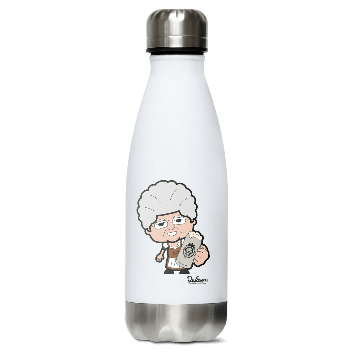 Die Oid Sinzerin Bier Edelstahl Thermoflasche 350ml Weiss Silber Kreuzspitze Front