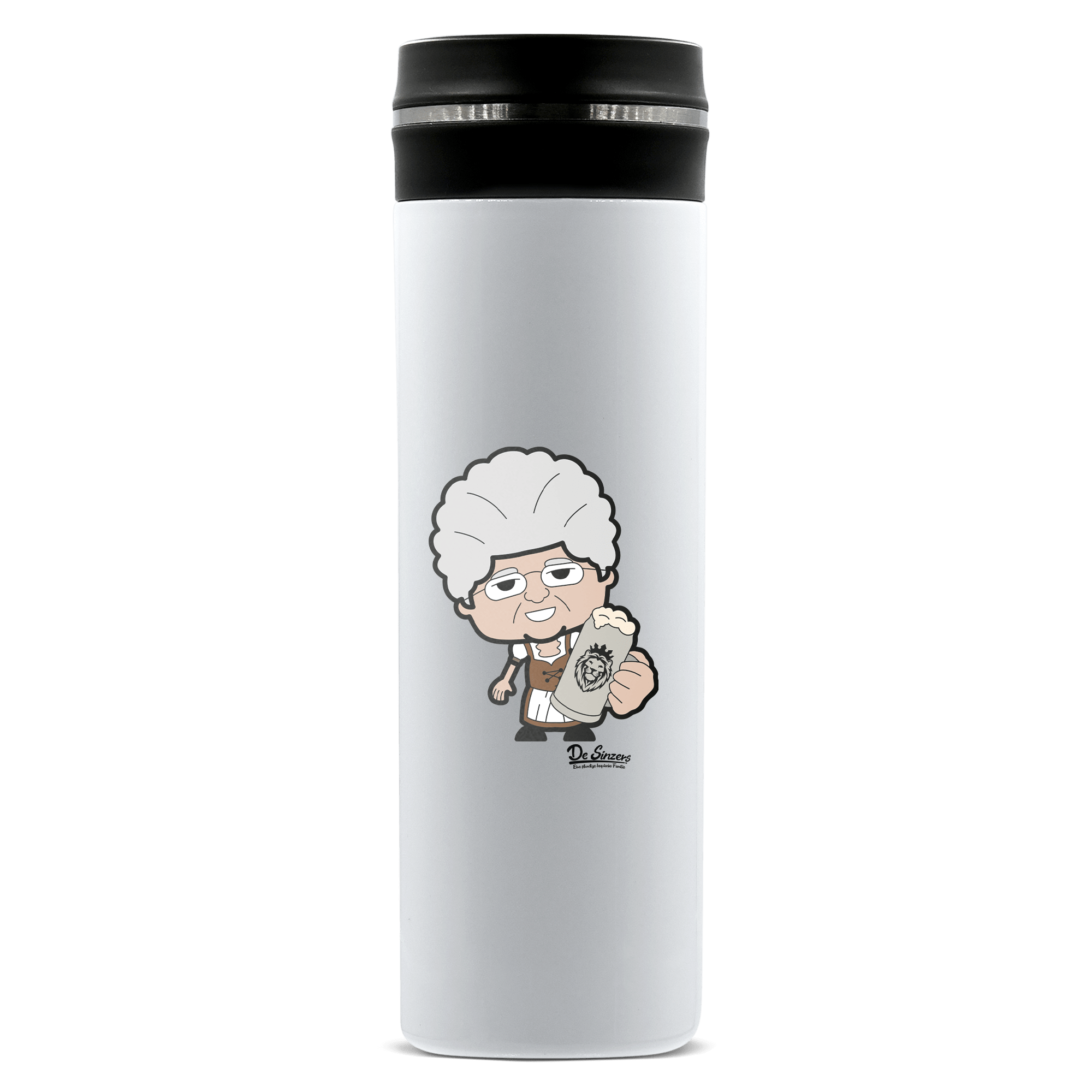 Die Oid Sinzerin Bier Edelstahl Thermoflasche 450ml Weiss Geigelstein Front
