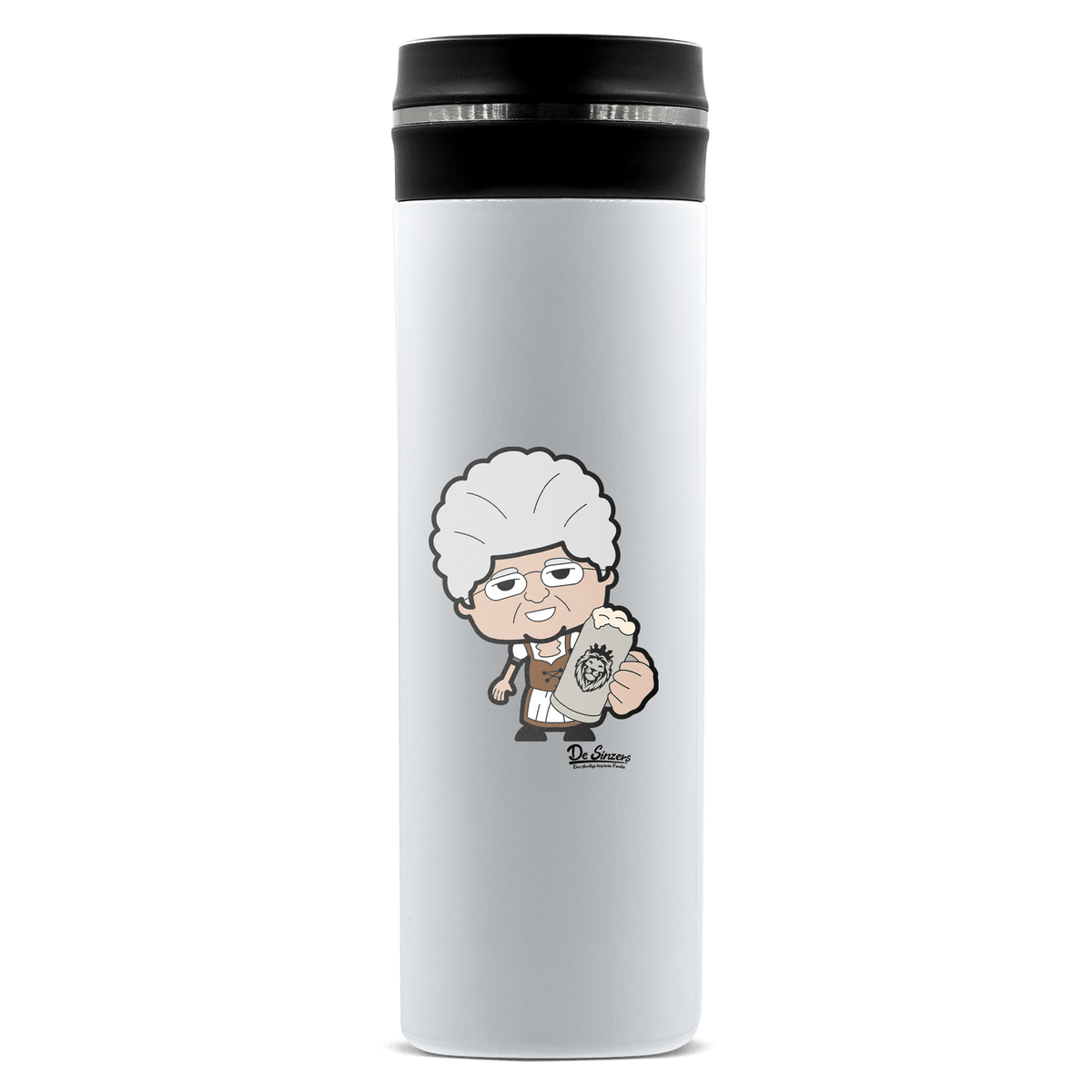 Die Oid Sinzerin Bier Edelstahl Thermoflasche 450ml Weiss Geigelstein Front