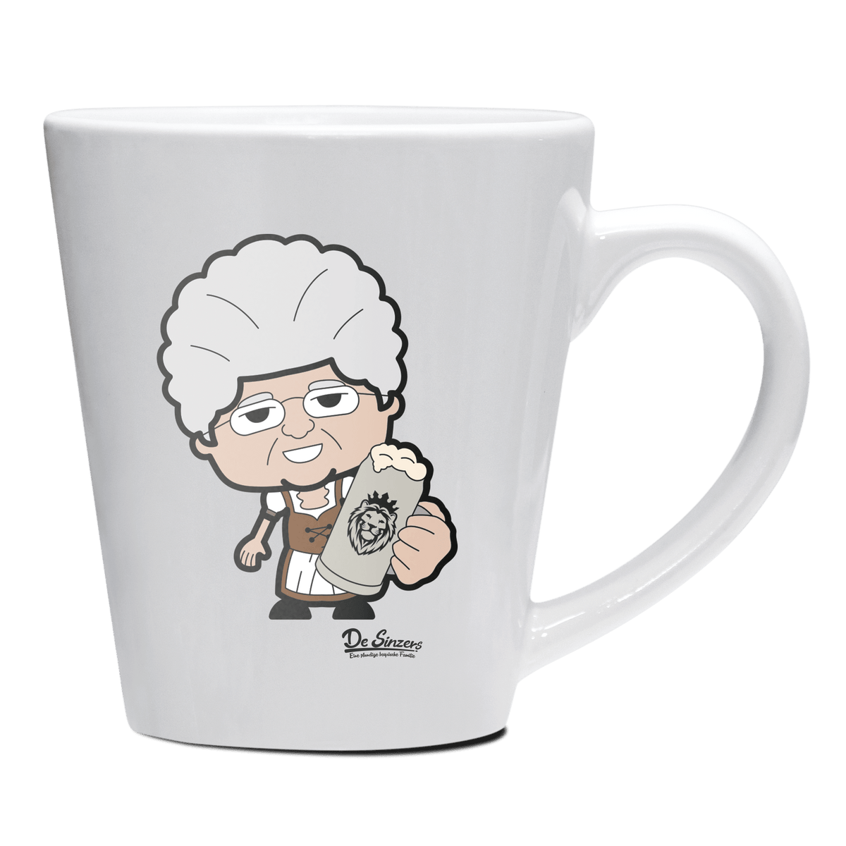 Die Oid Sinzerin Bier Keramik Kaffeetasse 200ml Weiss Herzogstand Front