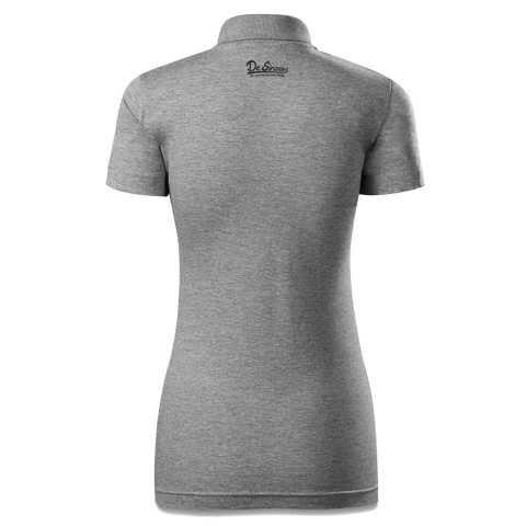 Die Oid Sinzerin Bier Polo Shirt Damen Grau Meliert Lack Back