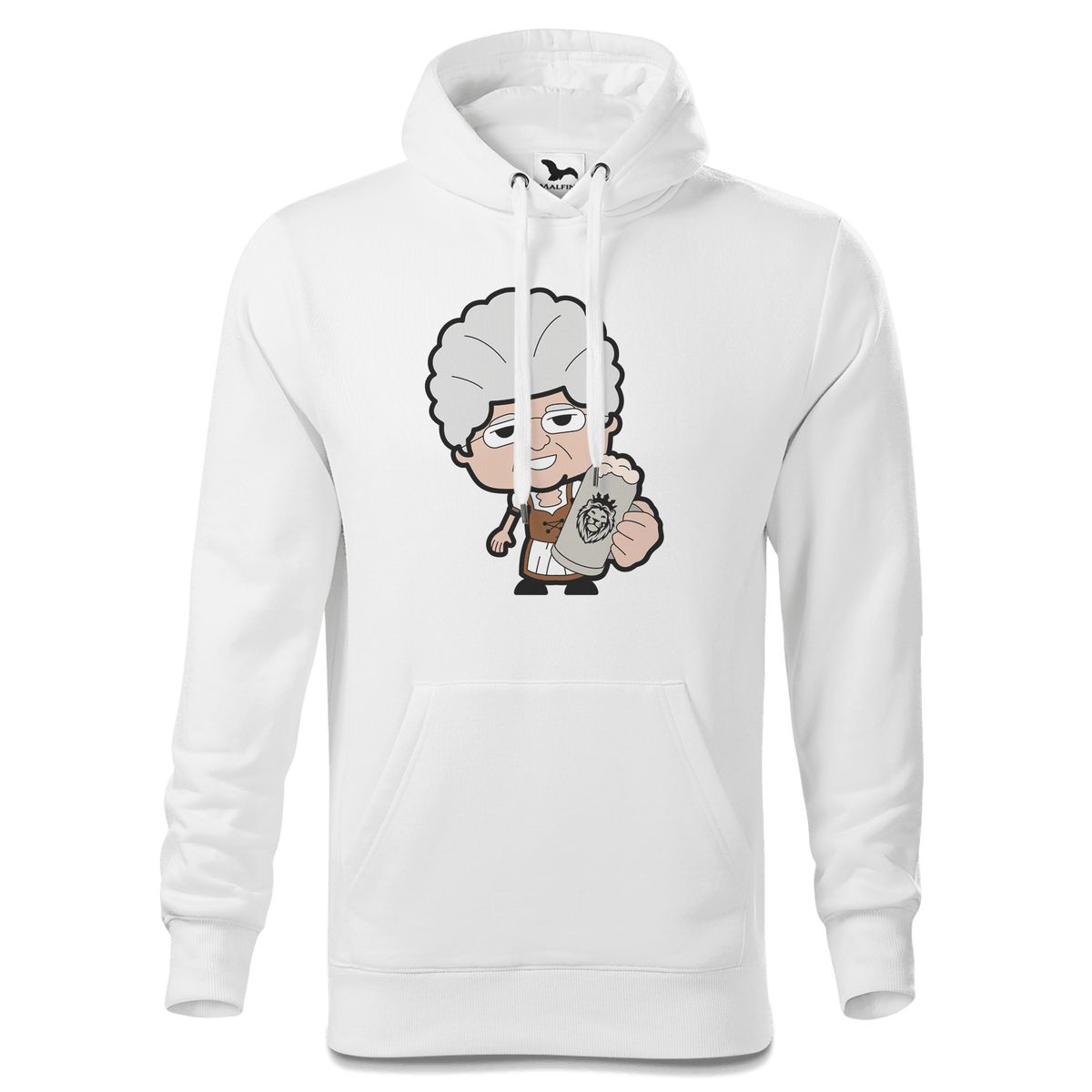 Die Oid Sinzerin Bier Sweatshirt Hoody Herren Weiss Reikering Front