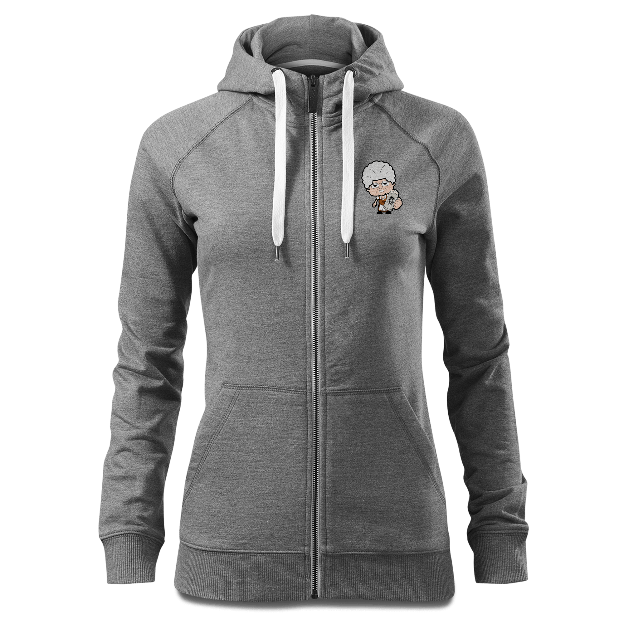 Die Oid Sinzerin Bier Sweatshirt Zip Hoody Damen Grau Meliert Kreut Front