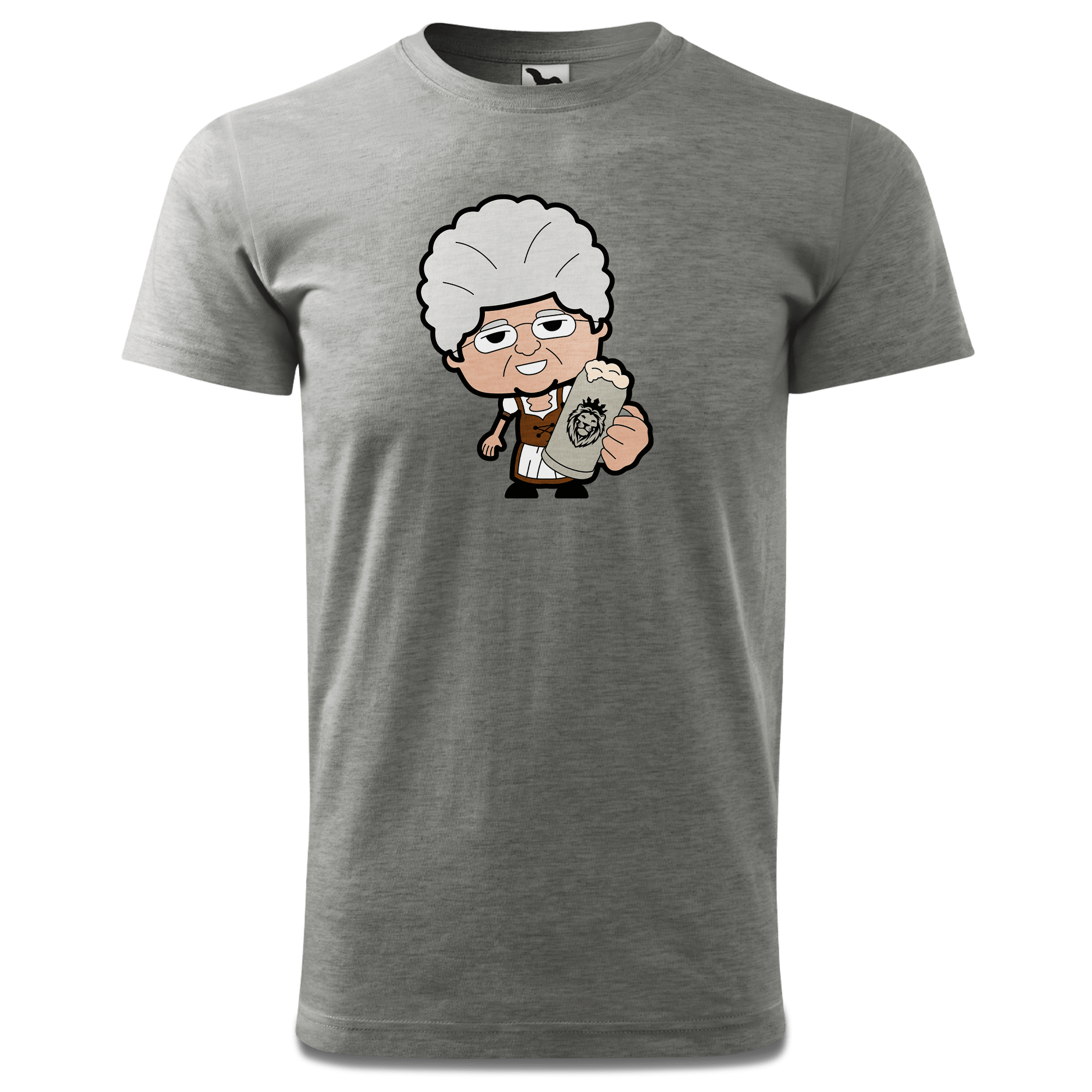 Die Oid Sinzerin Bier T Shirt Herren Grau Meliert Hofau Front