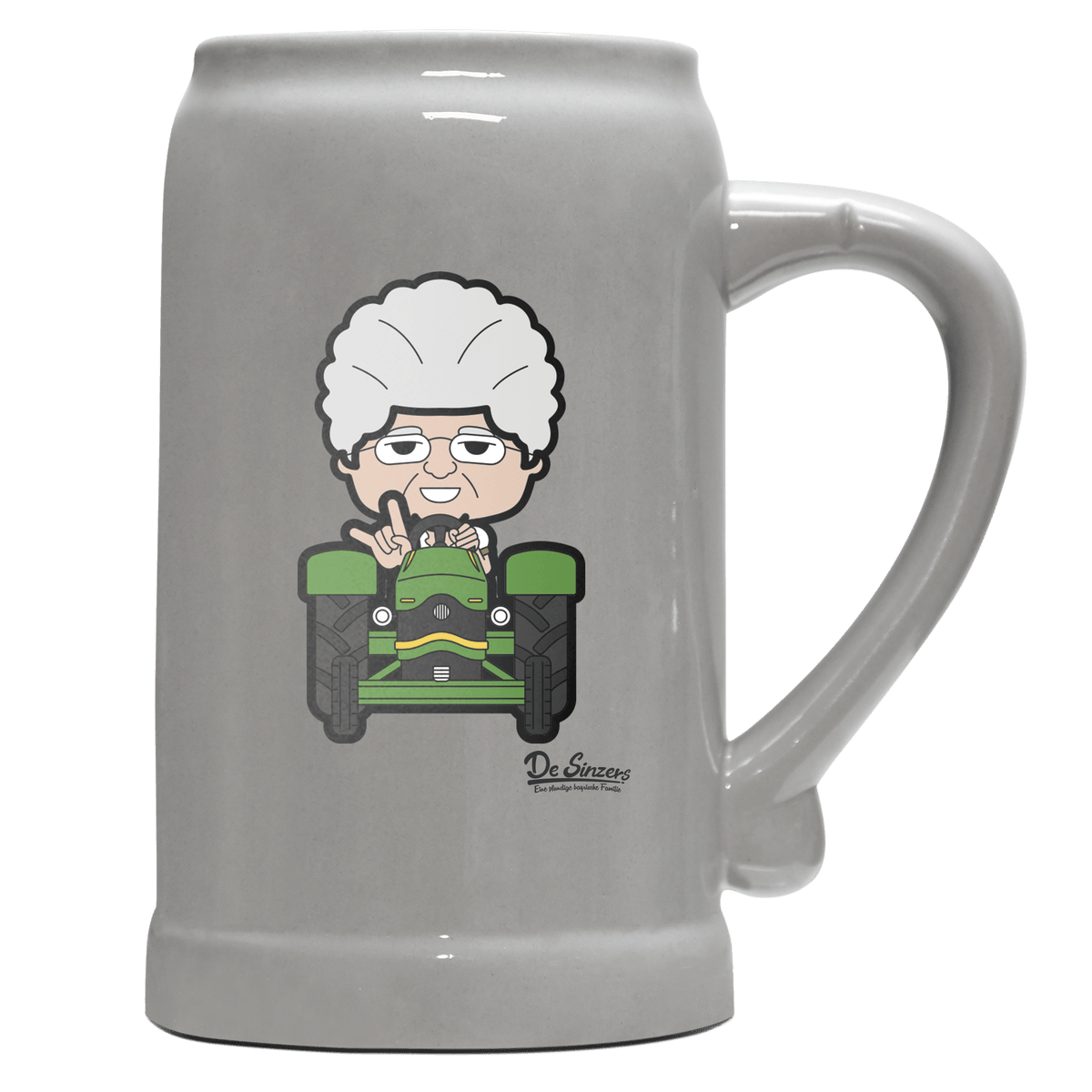 Die Oid Sinzerin Bulldog Bierkrug 1000ml Grau Zugspitze Front