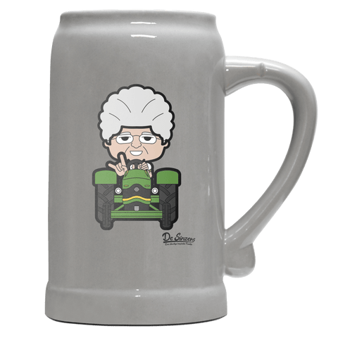 Die Oid Sinzerin Bulldog Bierkrug 1000ml Grau Zugspitze Front