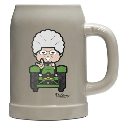 Die Oid Sinzerin Bulldog Bierkrug 500ml Grau Watzmann Front