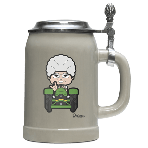 Die Oid Sinzerin Bulldog Bierkrug 500ml Grau mit Deckel Hocheck Front