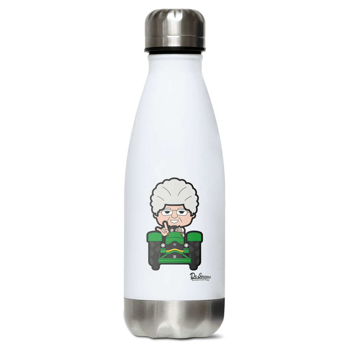 Die Oid Sinzerin Bulldog Edelstahl Thermoflasche 350ml Weiss Silber Kreuzspitze Front