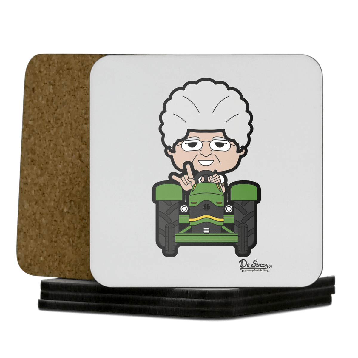 Die Oid Sinzerin Bulldog Korkuntersetzer 5er Set 95 x 95 mm Weiss Karkopf Front