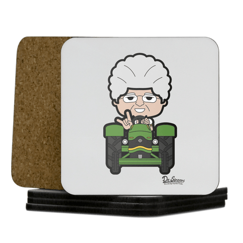 Die Oid Sinzerin Bulldog Korkuntersetzer 5er Set 95 x 95 mm Weiss Karkopf Front