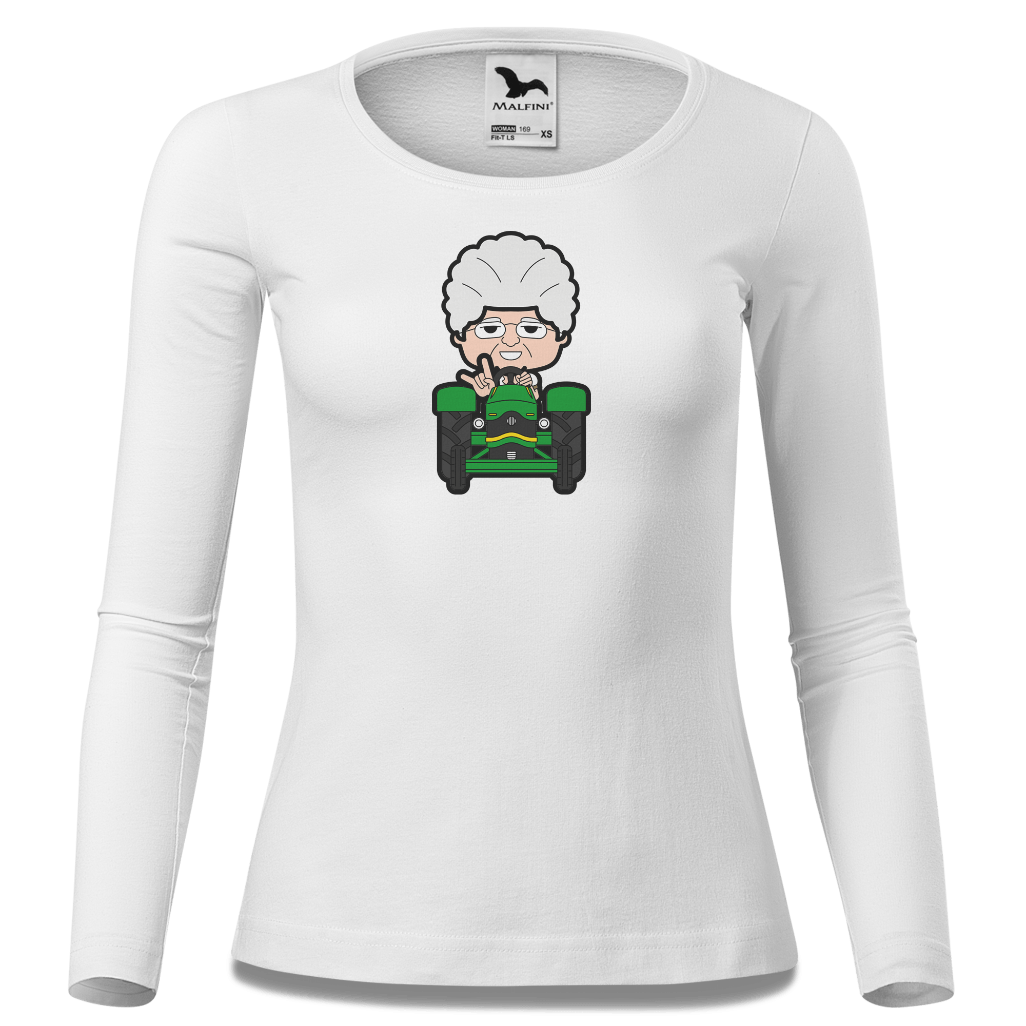 Die Oid Sinzerin Bulldog Longsleeve Fitted Damen Weiss Neumuehle Front