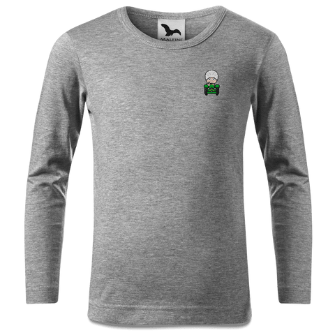 Die Oid Sinzerin Bulldog Longsleeve Kinder Grau Meliert Weinberg Front