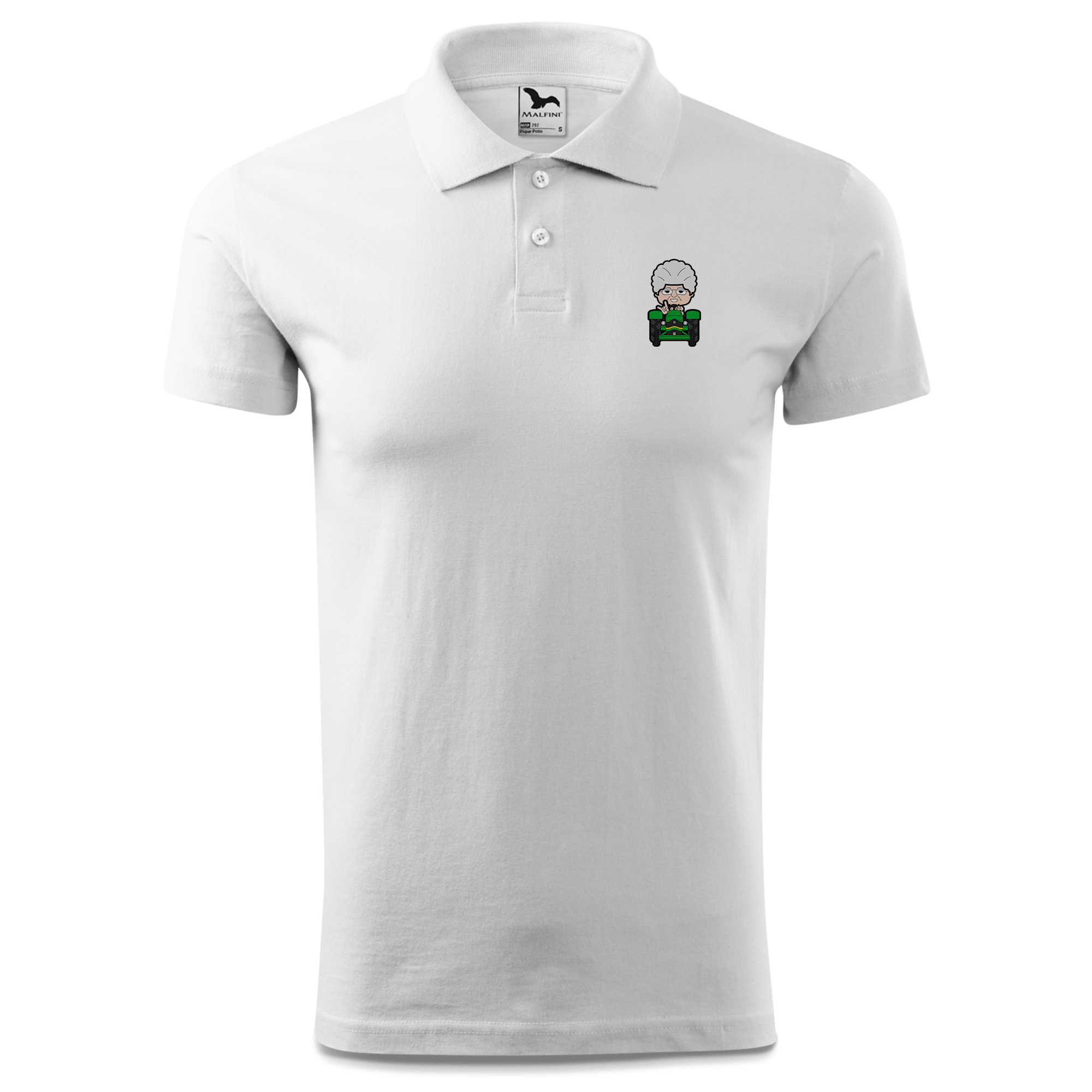 Die Oid Sinzerin Bulldog Polo Shirt Herren Weiss Murnau Front