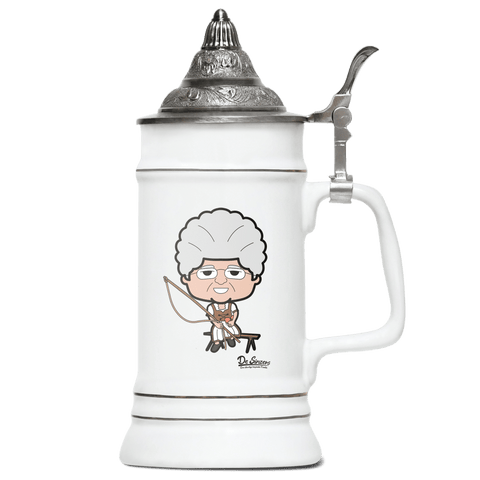 Die Oid Sinzerin Goaßlschnoizer Bierkrug 500ml Weiss mit Spitzdeckel Wendelstein Front